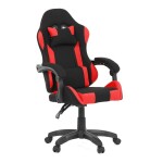 Herní křeslo, synchronní mechanismus, černá a červená látka, plast. kříž