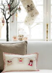 GREEN GATE Vyšívaný povlak na polštář Xmas Letter white 30 × 50 cm, bílá barva, textil