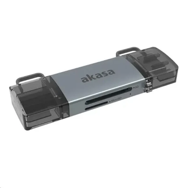 AKASA AK-CR-12 Čtečka paměťových karet stříbrná / USB-C 3.2 / USB-A 3.2 / 5Gbps (AK-CR-12)