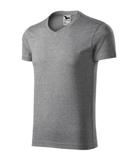 Slim Fit V-neck tričko pánské tmavě šedý melír 3XL