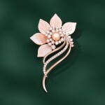 Luxusní brož ve tvaru orchideje se sladkovodní Lea, Růžová