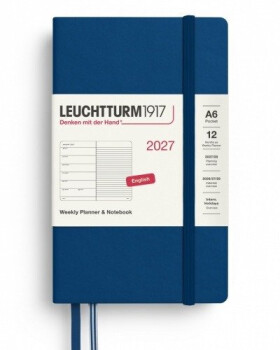 Týdenní plánovač Zápisník Indigo, Pocket A6 2027, anglicky