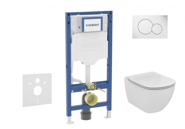 GEBERIT - Duofix Set předstěnové instalace, klozetu Tesi a sedátka softclose, tlačítko Sigma01, alpská bílá SANI11CD3132