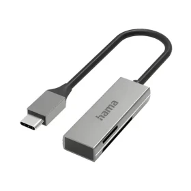 Hama čtečka karet USB-C SD microSD stříbrná / Čtečka karet / USB 3.2 Gen 1 / 5 Gbit/s / hliník (00200131)
