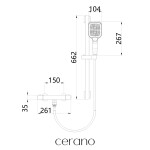 CERANO - Vanová nástěnná baterie Lorena s příslušenstvím - termostatická - otočný výtok - chrom CER-605254