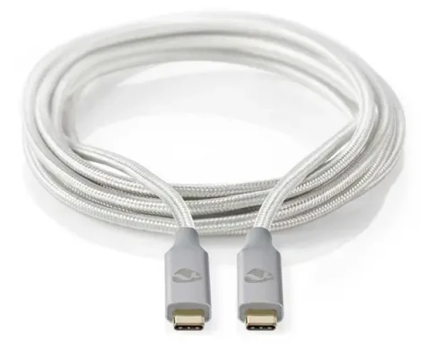 Nedis PROFIGOLD USB-C stříbrná / Datový kabel / USB-C - USB-C / USB 3.2 Gen 2x2 / 20 Gbps / nylon / 2 m (CCTB64020AL20)