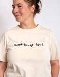 Tričko Freshlabels Woof laugh love Ecru