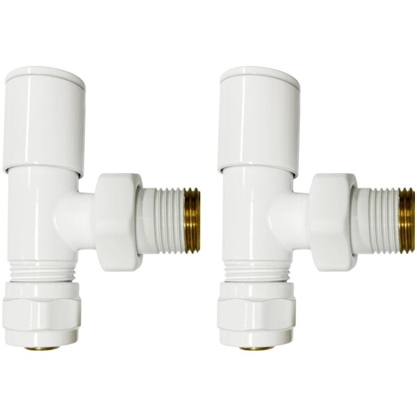 CERANO Připojovací sada radiátorových ventilů - ruční - rohová - 1/2"/PEX 16x2 mm - bílá lesklá