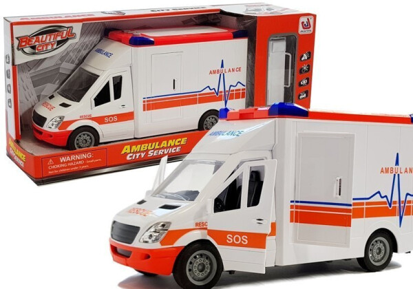 Mamido Záchranná sanitka s nosítky, světly a zvuky bílá