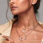 Royal Fashion náhrdelník 14k zlato Vermeil GU-DR24306N-ROSEGOLD-MOONSTONE-TOPAZ