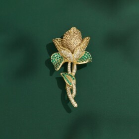 Luxusní brož Swarovski Elements Amalka - květina, Zlatá