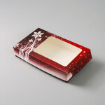 Cake star vánoční krabice "vločka" červená malá s laminací 25x15x5cm