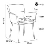 Židle jídelní, snadno čistitelná krémová látka, černý matný lak, kovové nohy
