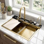 REA - Multifunkční ocelový dřez 10 v 1 Alonzo Brush Gold ZLE-06419
