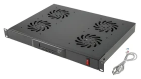 Lanberg 19" Ventilační jednotka černá / Ventilační jednotka / 4x ventilátor / LCD displej / Termostat / 230V (AK-1503-B)