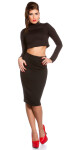 Sexy KouCla dlouhý rukáv crop top břicho zdarma black