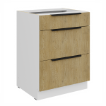 Spodní skříňka Cremona 60 D 3S BB - Premium Box Barva korpusu: Černá, Barva dvířek: Dub Cremona