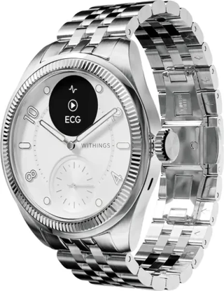 Withings Scanwatch Nova Brilliant 39mm - Titanium Silver / Chytré hodinky / OLED 0.63" / 5ATM / GPS / BT / výdrž až 30 (HWA10-model 10-All-Int)