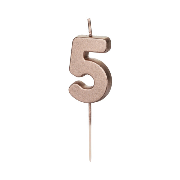 Svíčka dortová rose gold číslo 5 - Albi