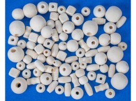Korálky dřevěné 50g - Natural, mix velikostí