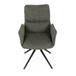 Židle jídelní, zelená látka, 360° vratný mechanismus, černý kov