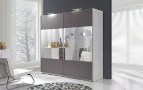 Šatní skříň Dione D01 Barva korpusu: Borovice - norská, Rozměry: 225 cm, Dveře: Zrcadlo