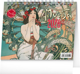 Kalendář 2026 stolní: Alfons Mucha, 16,5 x 13 cm
