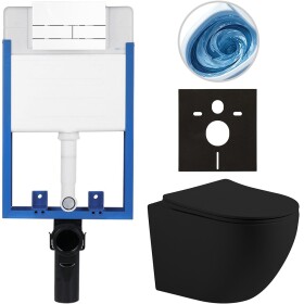 CERANO Kompletní WC set Profi/Cesso - černá matná - WC tlačítko Line/Bílá - pro zazdění - 49x36 cm - 8050BD84376