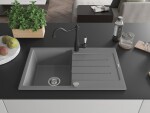 MEXEN/S - Bruno granitový dřez 1-miska s odkapávačem včetně baterie Carla, šedá 6513-71-670700-70