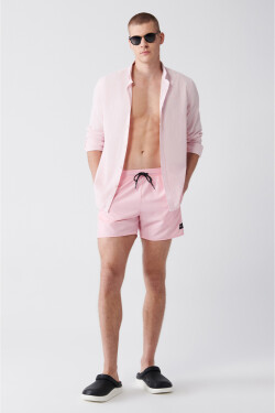 Avva Men's Light Pink Quick Dry Standard Size Plain Swimwear Marine Shorts