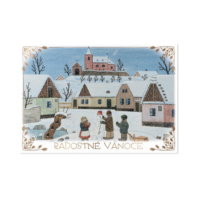 Vánoční přání Josef Lada - Děti staví sněhuláka - Albi