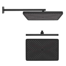 Kielle - Vega Hlavová sprcha 36x24 cm, 1 proud, sprchové rameno 43 cm, matná černá 20118SE4