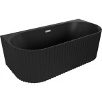MEXEN/S - Sella volně stojící vana nástěnná reliéf 170 x 80, černá mat, sifon a přepad nikl kartáčovaný 52711708071-97