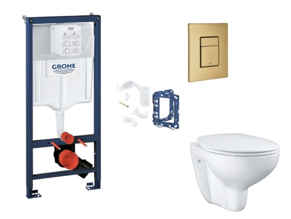 GROHE - Rapid SL Set předstěnové instalace, klozetu, sedátka SoftClose, tlačítka Skate Cosmopolitan a sady pro vhazování tablet, kartáčovaný Cool Sunrise SANI11BB4153
