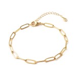 Náramek z nerezové oceli - paperclip chain - zlatý - 19 cm - 1 ks