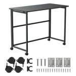 Skládací pojízdný stolek MC-1250 B černá / Stolek na kolečkách / deska 100x50 cm / nosnost 50 kg / skládací (MC-1250 B)