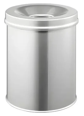 Durable Safe 15 l stříbrná / Odpadkový koš / kulatý / ocel / samozhášecí (330523)