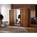 Šatní skříň Silver Barva korpusu: Antracit, Rozměry: 255 cm, Dveře: Zrcadlo