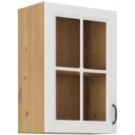 Horní prosklená skříňka Stilo 40 GS-72 1F Barva korpusu: Dub artisan, Barva dvířek: Bílá