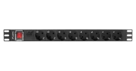 Lanberg PDU černá / Zásuvková lišta do racku / 1U / 19" / 8x zásuvka Schuko / 16 A / 2 m (PDU-08F-0200-BK)