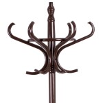 Věšák dřevěný stojanový, masiv topol a bříza, tmavě hnědý lak, výška 185 cm