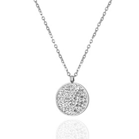 Ocelový náhrdelník se zirkony Melissa - chirurgická ocel, Bílá/čirá 40 cm + 5 cm (prodloužení)