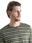 ICEBREAKER Mens Wave SS Tee Stripe, Loden/Lichen/Snow velikost: M