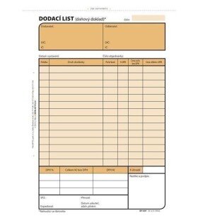 Dodací list, A5, 100 listů, perforace v horní části tiskopisu,NCR