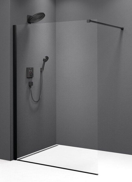 POLYSAN - MODULAR SHOWER BLACK jednodílná zástěna pevná k instalaci na zeď, 900 MS1-90B