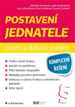 Postavení jednatele právní daňový pohled Eva Dvořáková, Lenka Zachardová, Lola Laštovičková, Zuzana Ďuríková, Markéta Pravdová