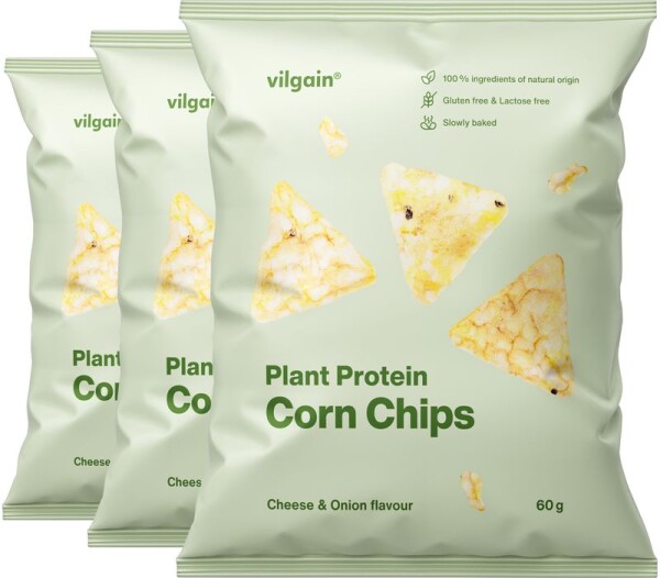 Vilgain Kukuřičné proteinové chipsy BIO – 3× Cibule se sýrem 60 g