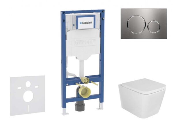 GEBERIT - Duofix Set předstěnové instalace, klozetu Arkas I a sedátka softclose, tlačítko Sigma20, nerez SANI11CA6105B