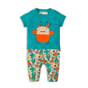 Kojenecký set chlapecký - tričko a kalhoty, Minoti, Leaf 1, kluk - 80/86 | 12-18m