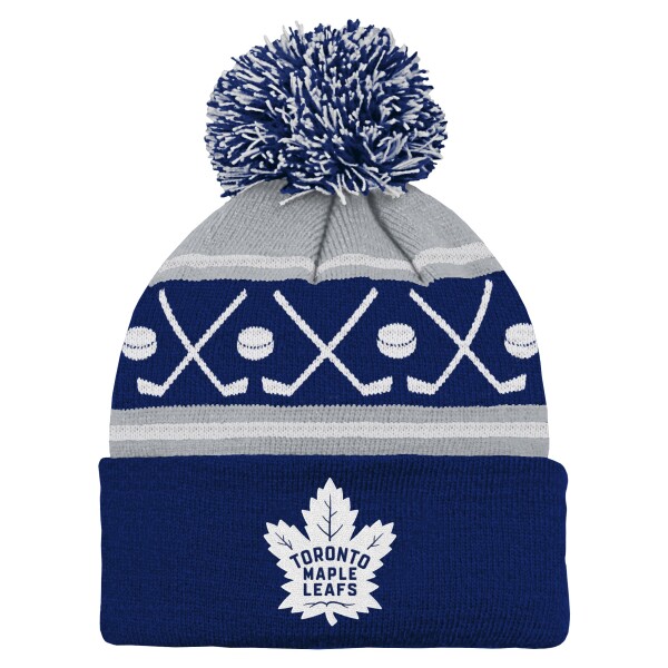 Outerstuff Dětská batolecí zimní čepice Toronto Maple Leafs NHL Face-Off Cuff Pom